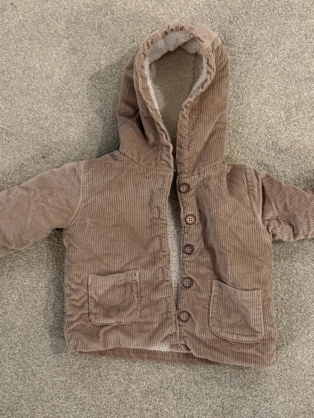 Carter's Hooded Corduroy Fleece-lined Jacket - Light Brown
